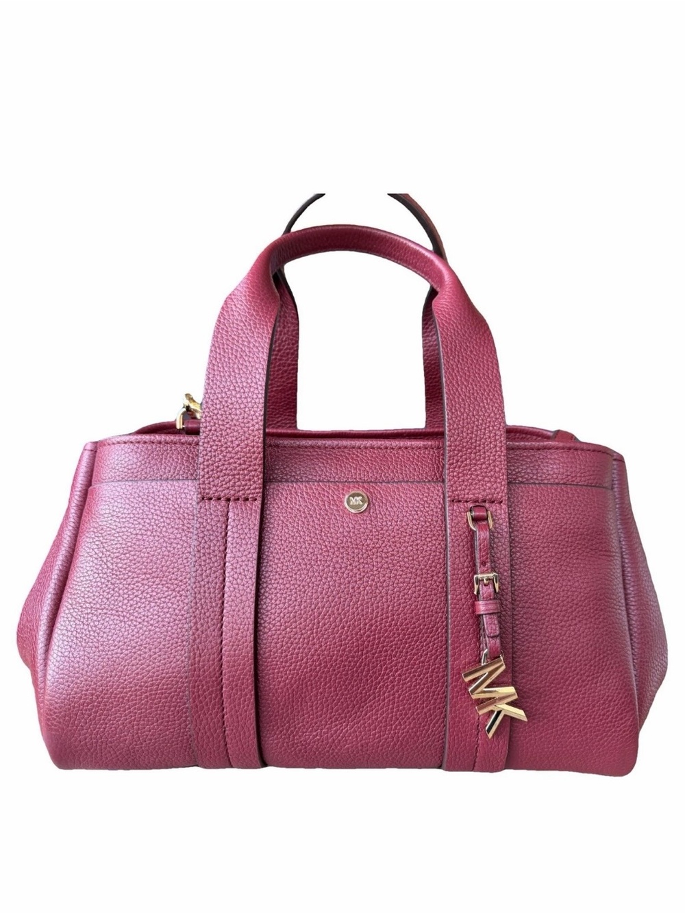 MICHAEL KORS Small Romee Pebbled Leather Satchel Crossbody Mulberry NWOT